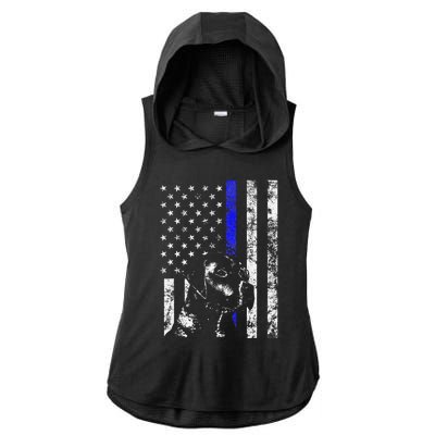 Blue Line Flag K9 Labrador Retriever Police Dog Ladies PosiCharge Tri-Blend Wicking Draft Hoodie Tank