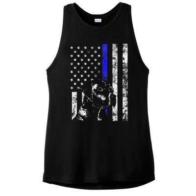 Blue Line Flag K9 Labrador Retriever Police Dog Ladies PosiCharge Tri-Blend Wicking Tank