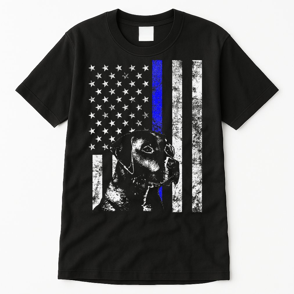 Blue Line Flag K9 Labrador Retriever Police Dog Tall T-Shirt