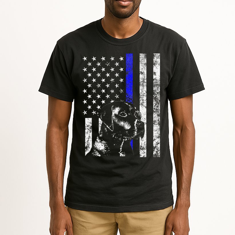Blue Line Flag K9 Labrador Retriever Police Dog Tall T-Shirt
