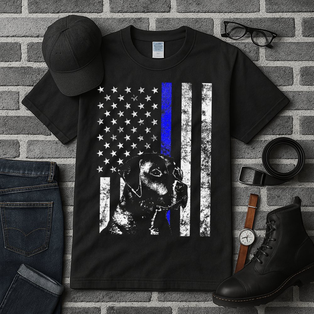 Blue Line Flag K9 Labrador Retriever Police Dog Tall T-Shirt
