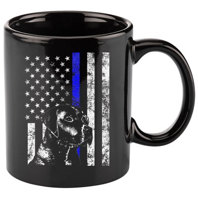 Blue Line Flag K9 Labrador Retriever Police Dog 11oz C Handle Ceramic Mug
