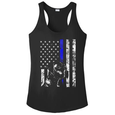 Blue Line Flag K9 Labrador Retriever Police Dog Ladies PosiCharge Competitor Racerback Tank