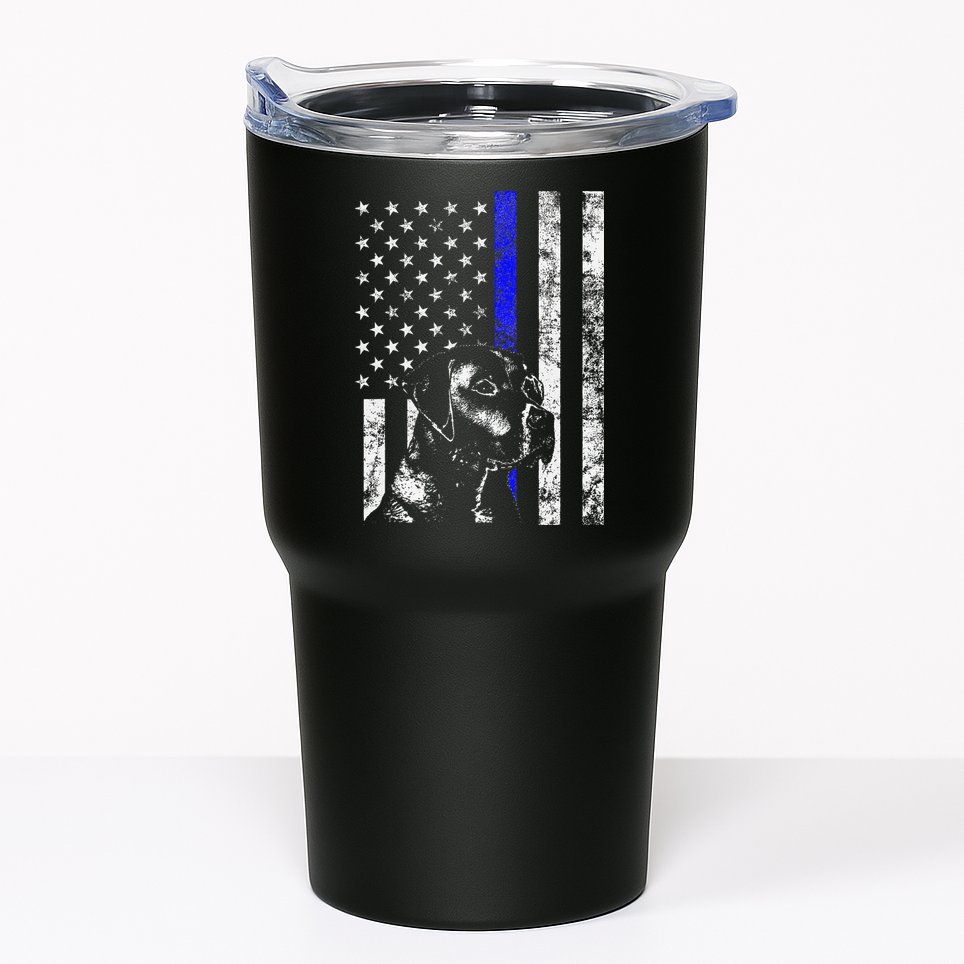 Blue Line Flag K9 Labrador Retriever Police Dog Tumbler