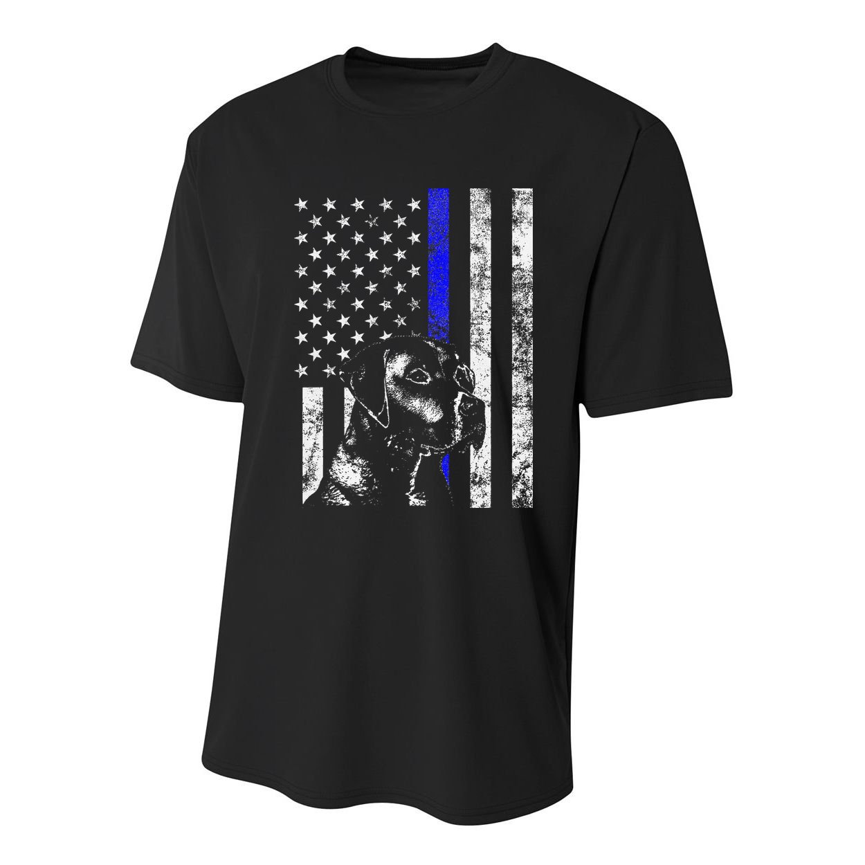 Blue Line Flag K9 Labrador Retriever Police Dog Youth Performance Sprint T-Shirt