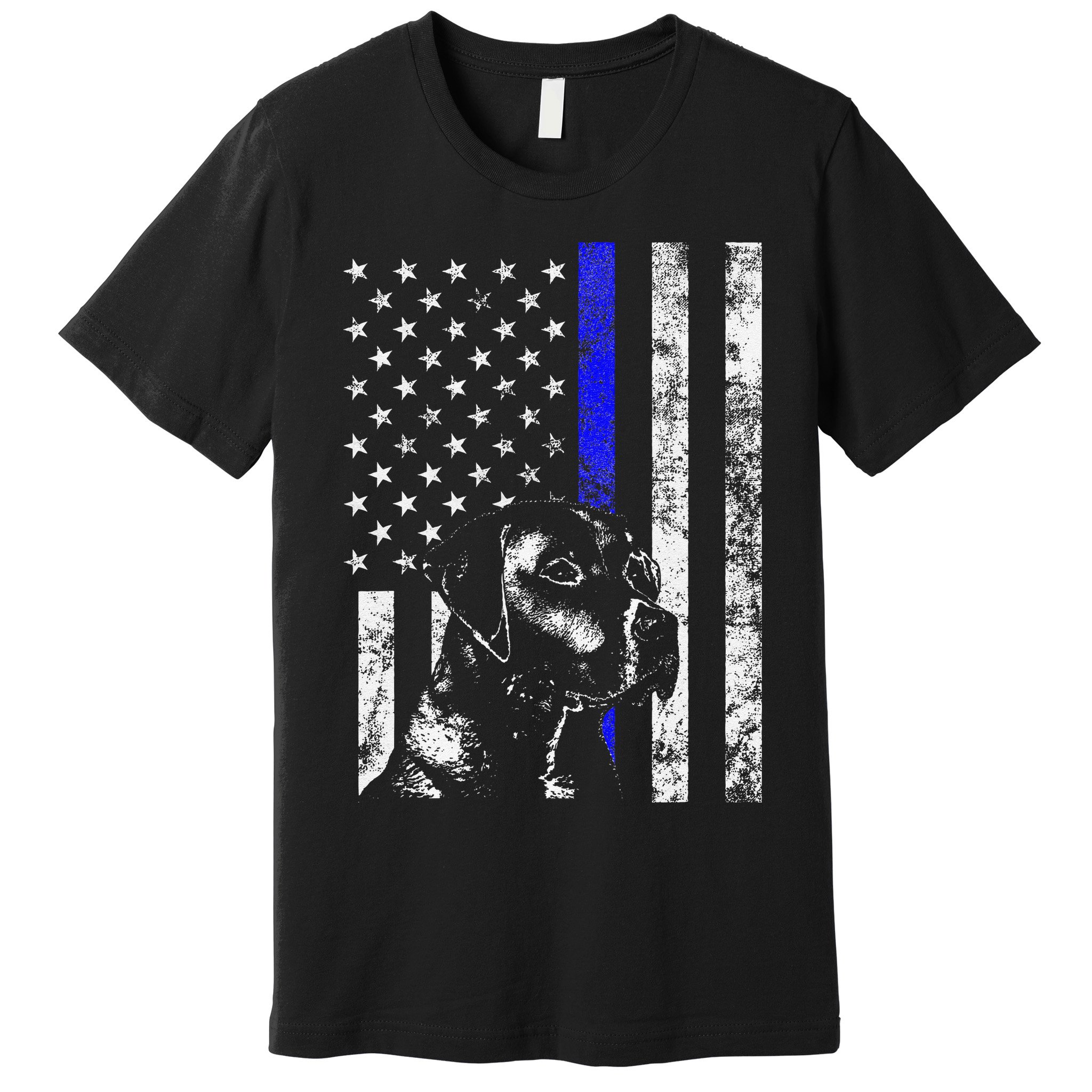 Blue Line Flag K9 Labrador Retriever Police Dog Premium T-Shirt