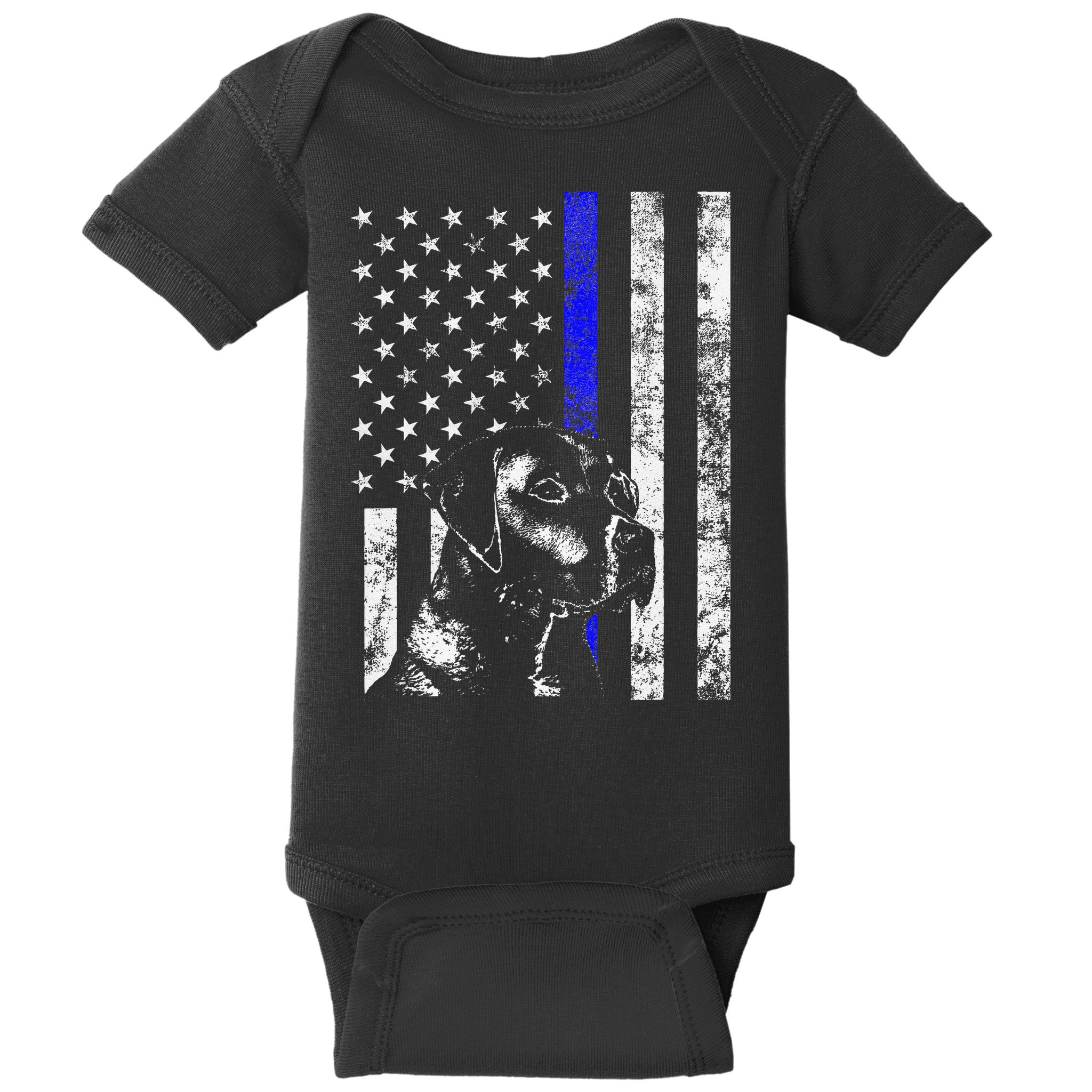 Blue Line Flag K9 Labrador Retriever Police Dog Baby Bodysuit