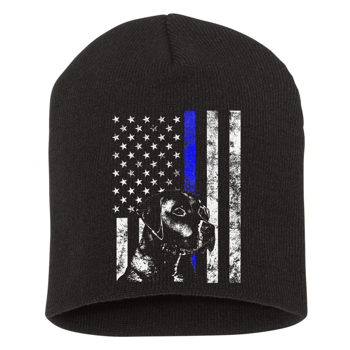 Blue Line Flag K9 Labrador Retriever Police Dog Short Acrylic Beanie