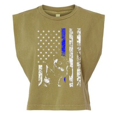 Blue Line Flag K9 Labrador Retriever Police Dog Garment-Dyed Women's Muscle Tee