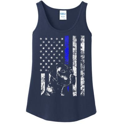 Blue Line Flag K9 Labrador Retriever Police Dog Ladies Essential Tank