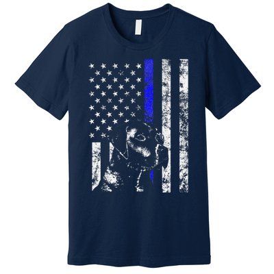 Blue Line Flag K9 Labrador Retriever Police Dog Premium T-Shirt