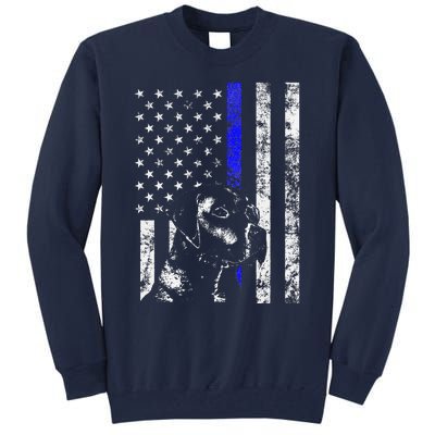 Blue Line Flag K9 Labrador Retriever Police Dog Tall Sweatshirt