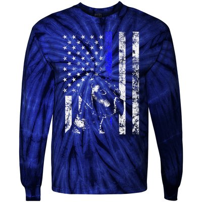 Blue Line Flag K9 Labrador Retriever Police Dog Tie-Dye Long Sleeve Shirt