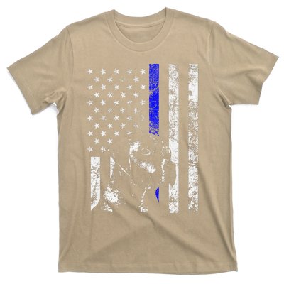 Blue Line Flag K9 Labrador Retriever Police Dog T-Shirt