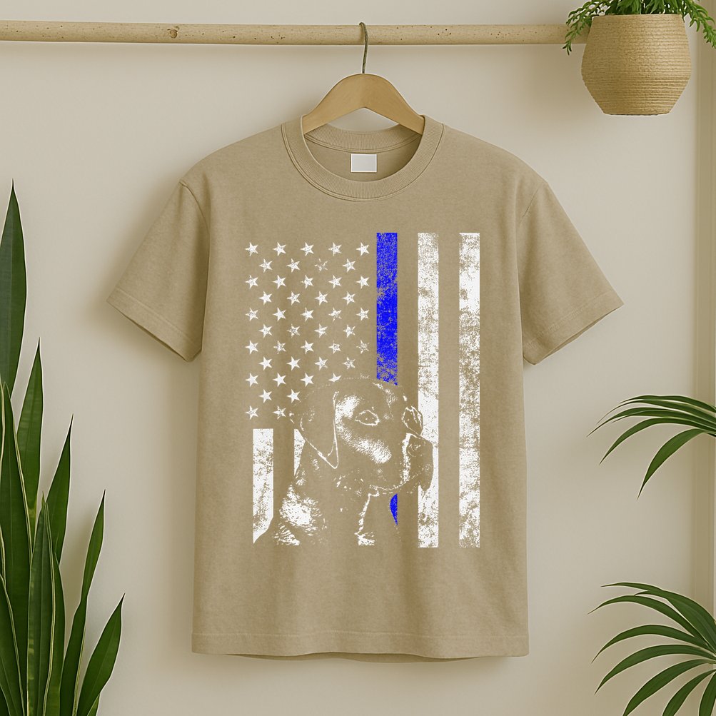 Blue Line Flag K9 Labrador Retriever Police Dog T-Shirt