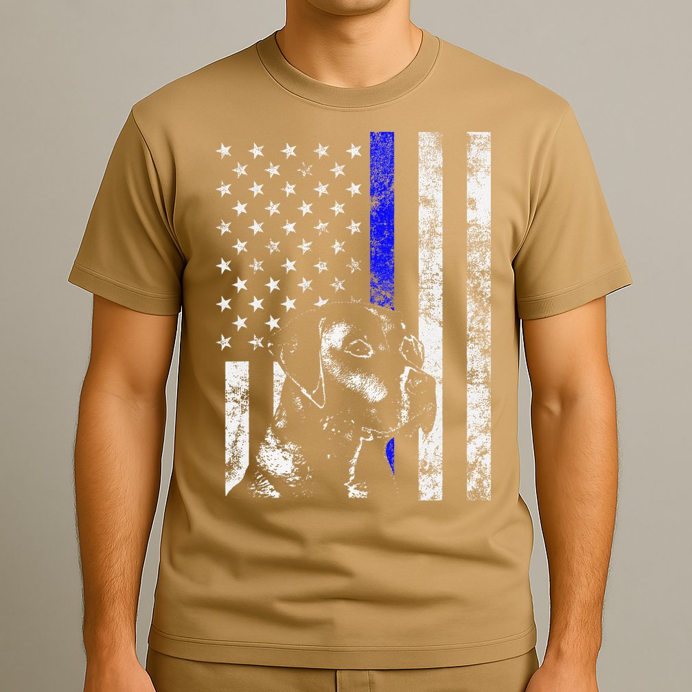 Blue Line Flag K9 Labrador Retriever Police Dog T-Shirt