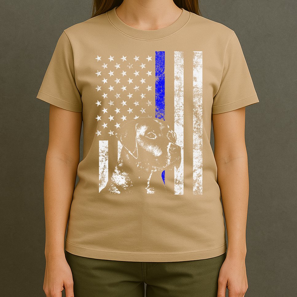 Blue Line Flag K9 Labrador Retriever Police Dog T-Shirt