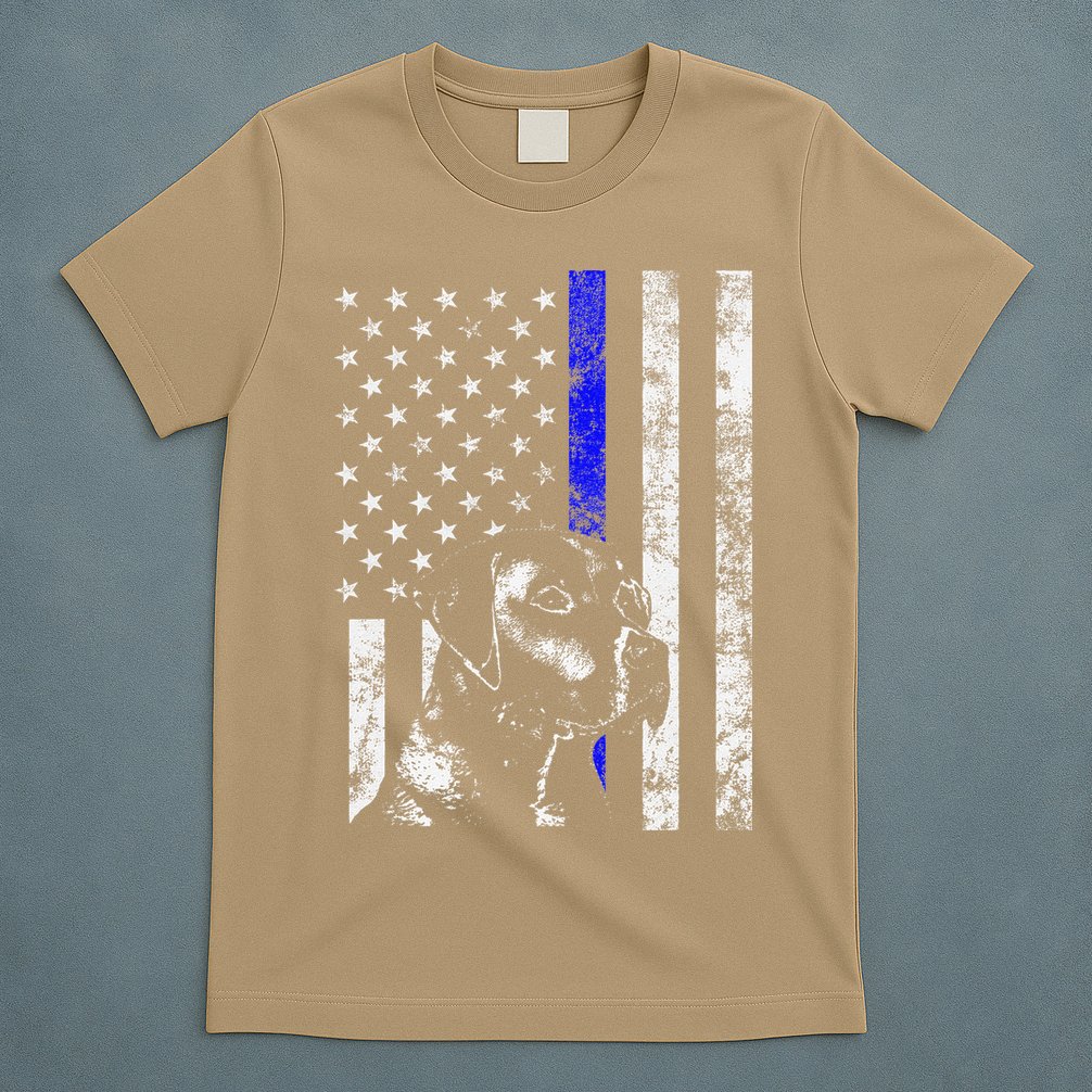 Blue Line Flag K9 Labrador Retriever Police Dog T-Shirt