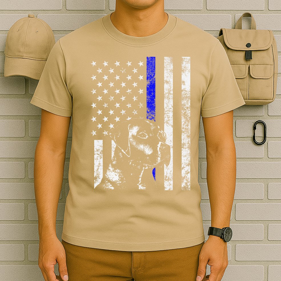 Blue Line Flag K9 Labrador Retriever Police Dog T-Shirt