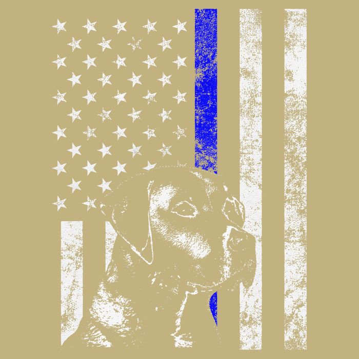 Blue Line Flag K9 Labrador Retriever Police Dog Button