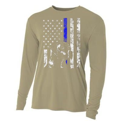 Blue Line Flag K9 Labrador Retriever Police Dog Cooling Performance Long Sleeve Crew