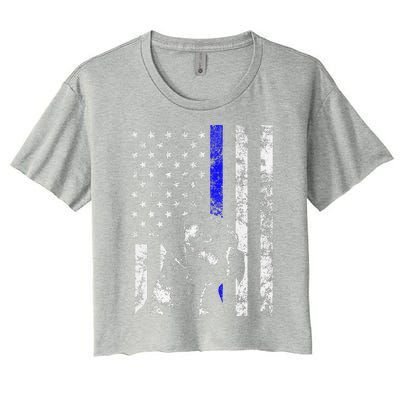 Blue Line Flag K9 Labrador Retriever Police Dog Women's Crop Top Tee