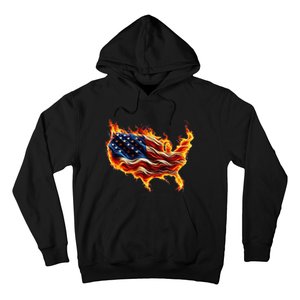 Burning Love Fire And Flames Love Patriotic American Flag Hoodie