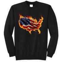 Burning Love Fire And Flames Love Patriotic American Flag Sweatshirt