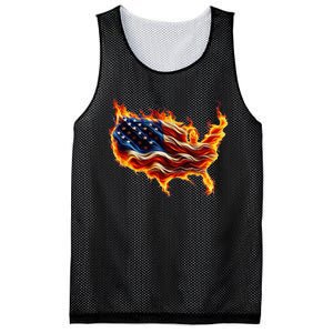 Burning Love Fire And Flames Love Patriotic American Flag Mesh Reversible Basketball Jersey Tank