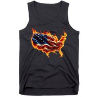 Burning Love Fire And Flames Love Patriotic American Flag Tank Top