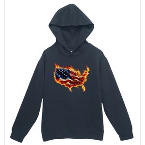 Burning Love Fire And Flames Love Patriotic American Flag Urban Pullover Hoodie