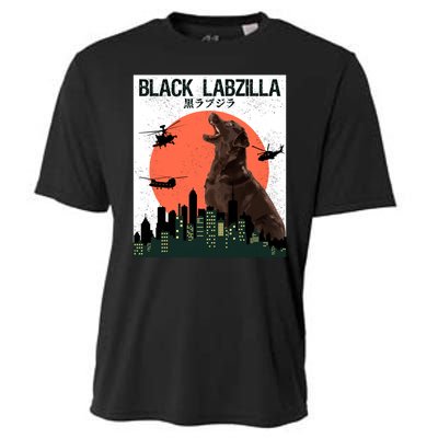 Black Labzilla Funny Labrador Retriever Dog Cooling Performance Crew T-Shirt