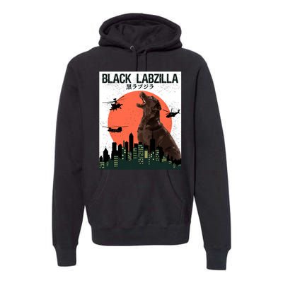 Black Labzilla Funny Labrador Retriever Dog Premium Hoodie