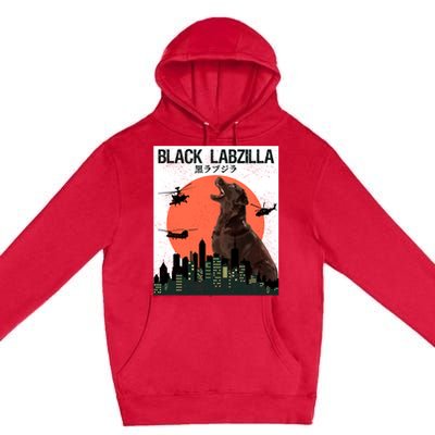 Black Labzilla Funny Labrador Retriever Dog Premium Pullover Hoodie