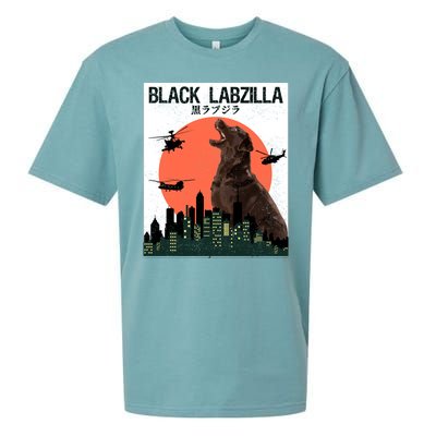 Black Labzilla Funny Labrador Retriever Dog Sueded Cloud Jersey T-Shirt