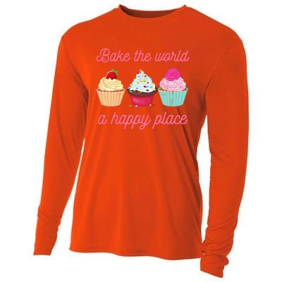 Baking Lovers Funny Bake The World A Better Place Funny Bake Gift Cooling Performance Long Sleeve Crew