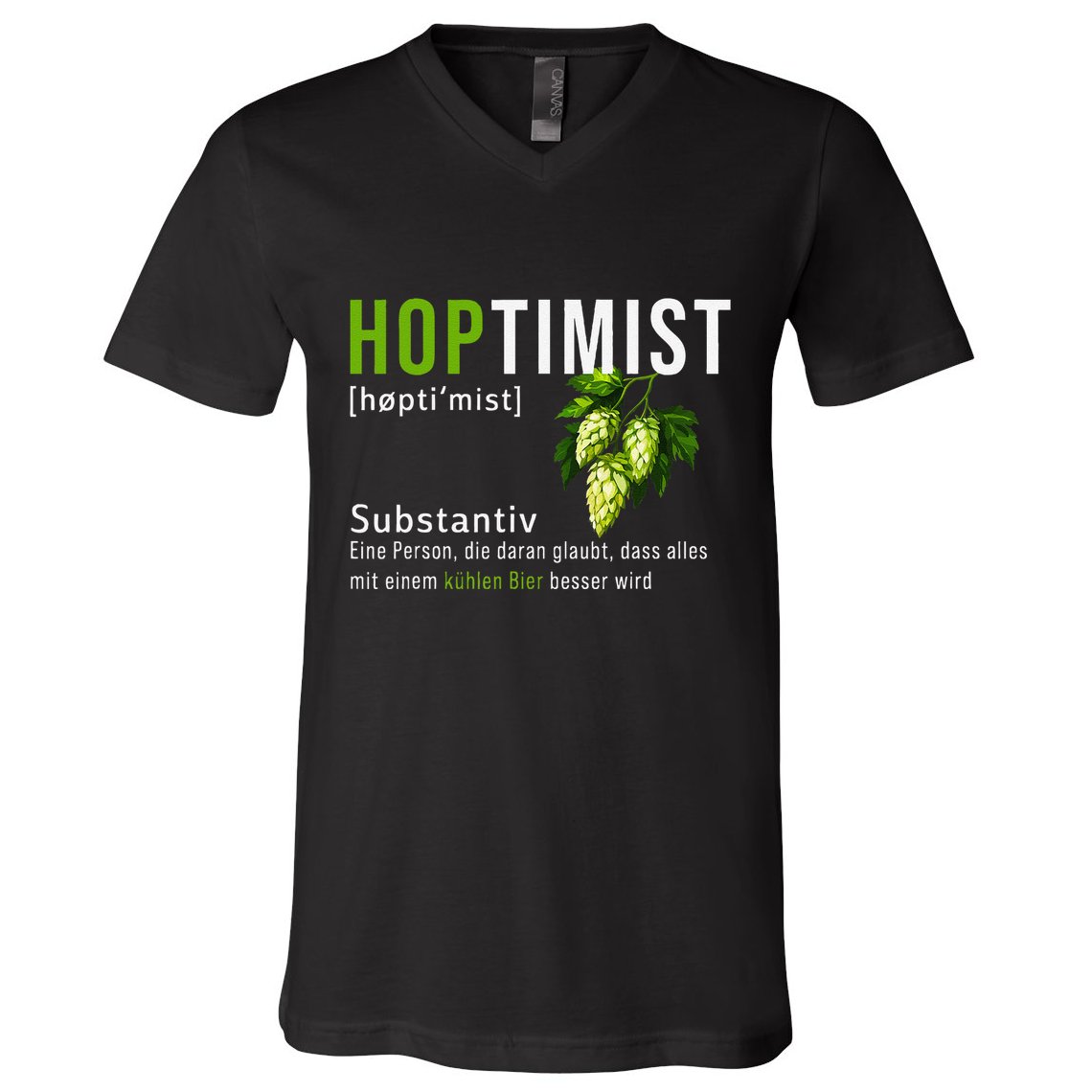 Beer Lovers Funny Hoptimist Hops Beer Party V-Neck T-Shirt