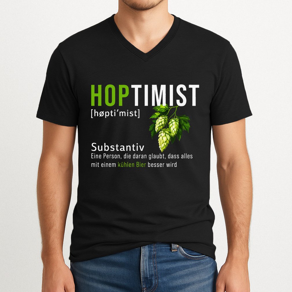 Beer Lovers Funny Hoptimist Hops Beer Party V-Neck T-Shirt