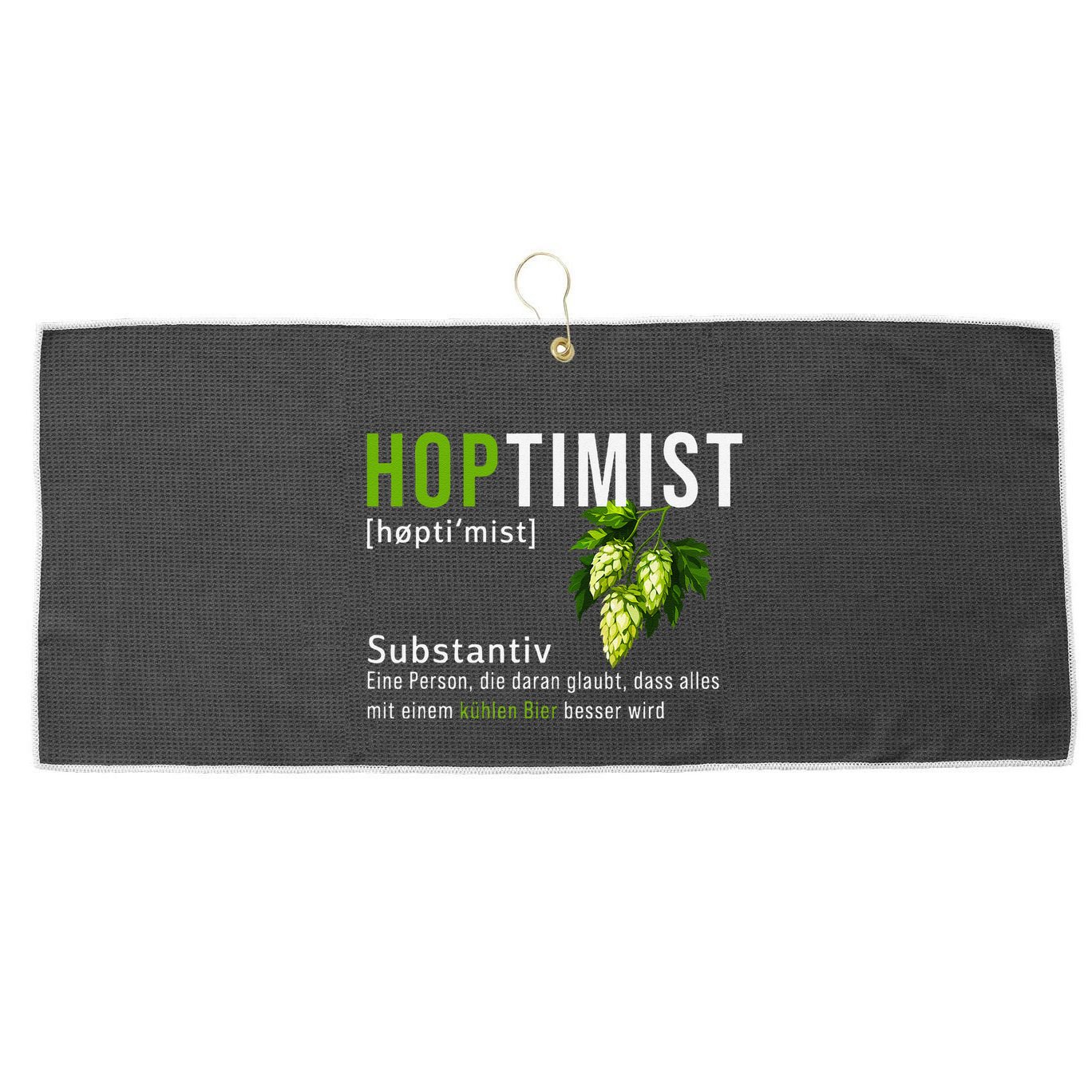 Beer Lovers Funny Hoptimist Hops Beer Party Large Microfiber Waffle Golf Towel