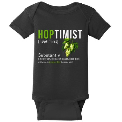Beer Lovers Funny Hoptimist Hops Beer Party Baby Bodysuit