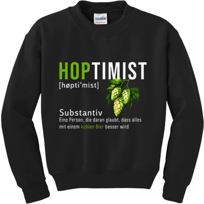 Beer Lovers Funny Hoptimist Hops Beer Party Kids Sweatshirt