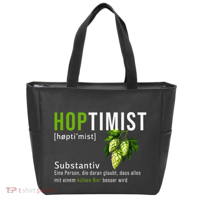 Beer Lovers Funny Hoptimist Hops Beer Party Zip Tote Bag
