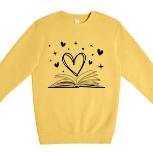 Bookworm Librarian Funny Book Reading Valentine's Day Heart Gift Premium Crewneck Sweatshirt