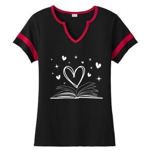 Bookworm Librarian Funny Book Reading Valentine's Day Heart Gift Ladies Halftime Notch Neck Tee