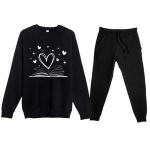 Bookworm Librarian Funny Book Reading Valentine's Day Heart Gift Premium Crewneck Sweatsuit Set