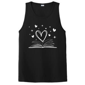 Bookworm Librarian Funny Book Reading Valentine's Day Heart Gift PosiCharge Competitor Tank