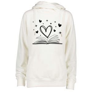 Bookworm Librarian Funny Book Reading Valentine's Day Heart Gift Womens Funnel Neck Pullover Hood