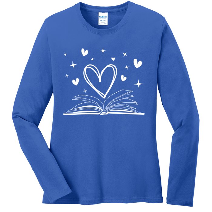 Bookworm Librarian Funny Book Reading Valentine's Day Heart Gift Ladies Long Sleeve Shirt