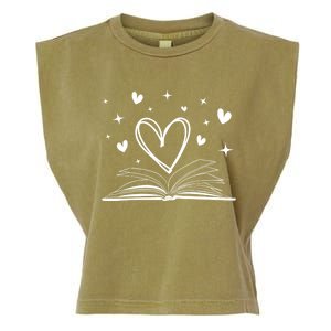 Bookworm Librarian Funny Book Reading Valentine's Day Heart Gift Garment-Dyed Women's Muscle Tee