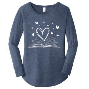 Bookworm Librarian Funny Book Reading Valentine's Day Heart Gift Women's Perfect Tri Tunic Long Sleeve Shirt